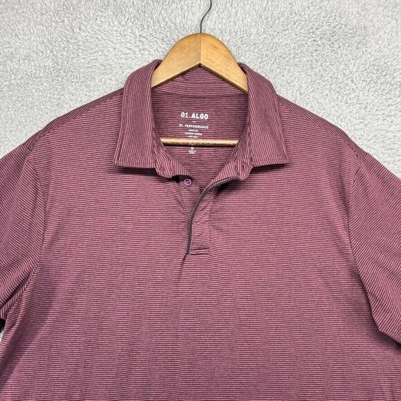 01 Algo Polo Shirt Men's Extra Large Red Black Striped Quick Dry Wicking Golf - Picture 2 of 9
